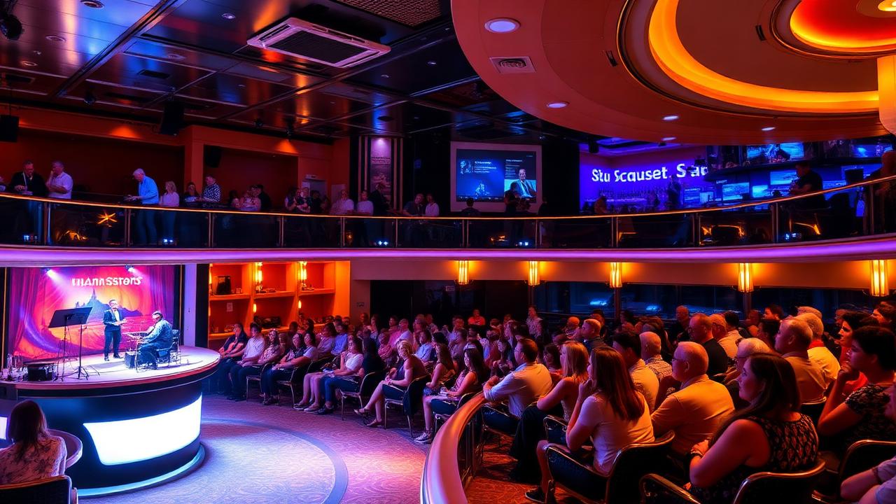 Teatro di bordo di una nave da crociera durante uno spettacolo serale