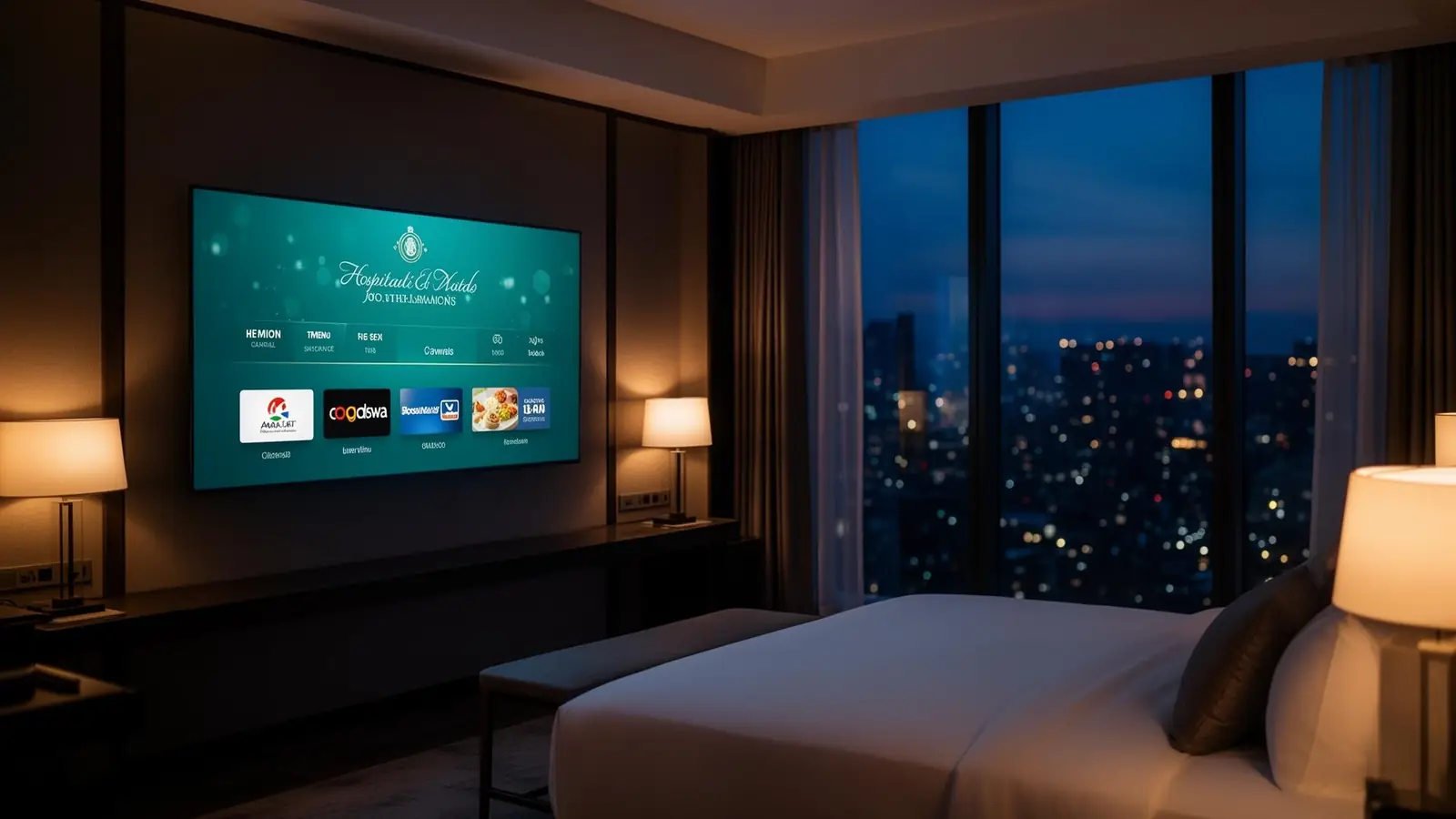 Camera di hotel di lusso con TV IPTV Quadro Entertainment